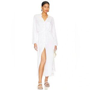 L*SPACE Logan Shirt Dress | Size M | NWT | White Collared Button Down
